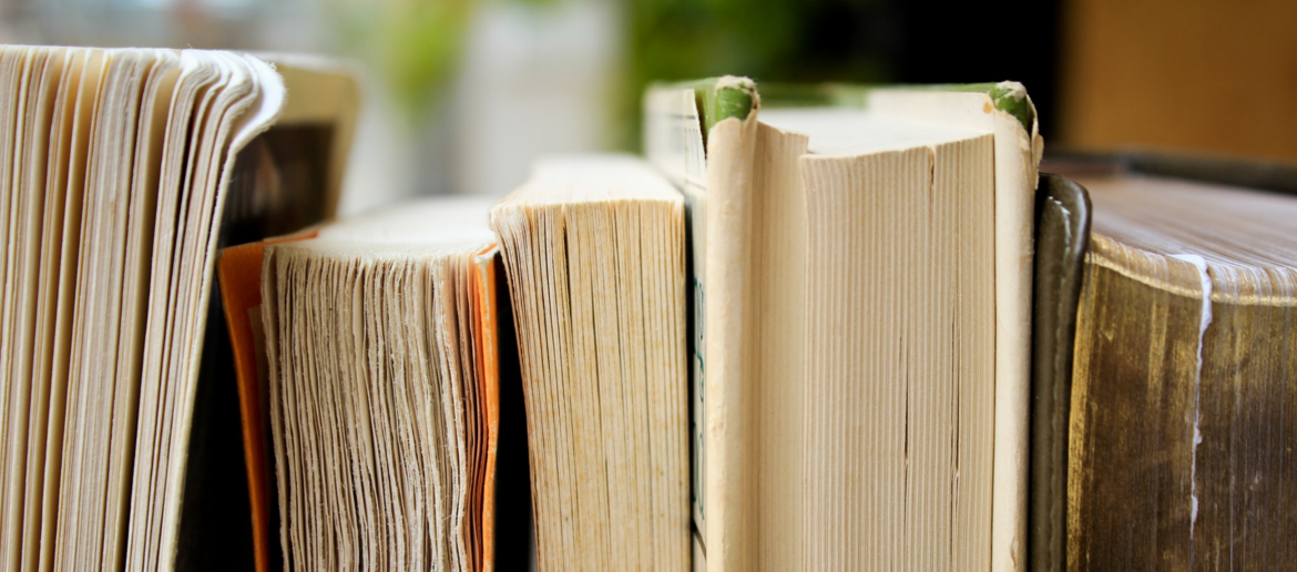 Mehrere aneinandergereihte Bücher, die für Promotionsarbeiten in Literatur und Geschichte zum Einsatz kommen.
